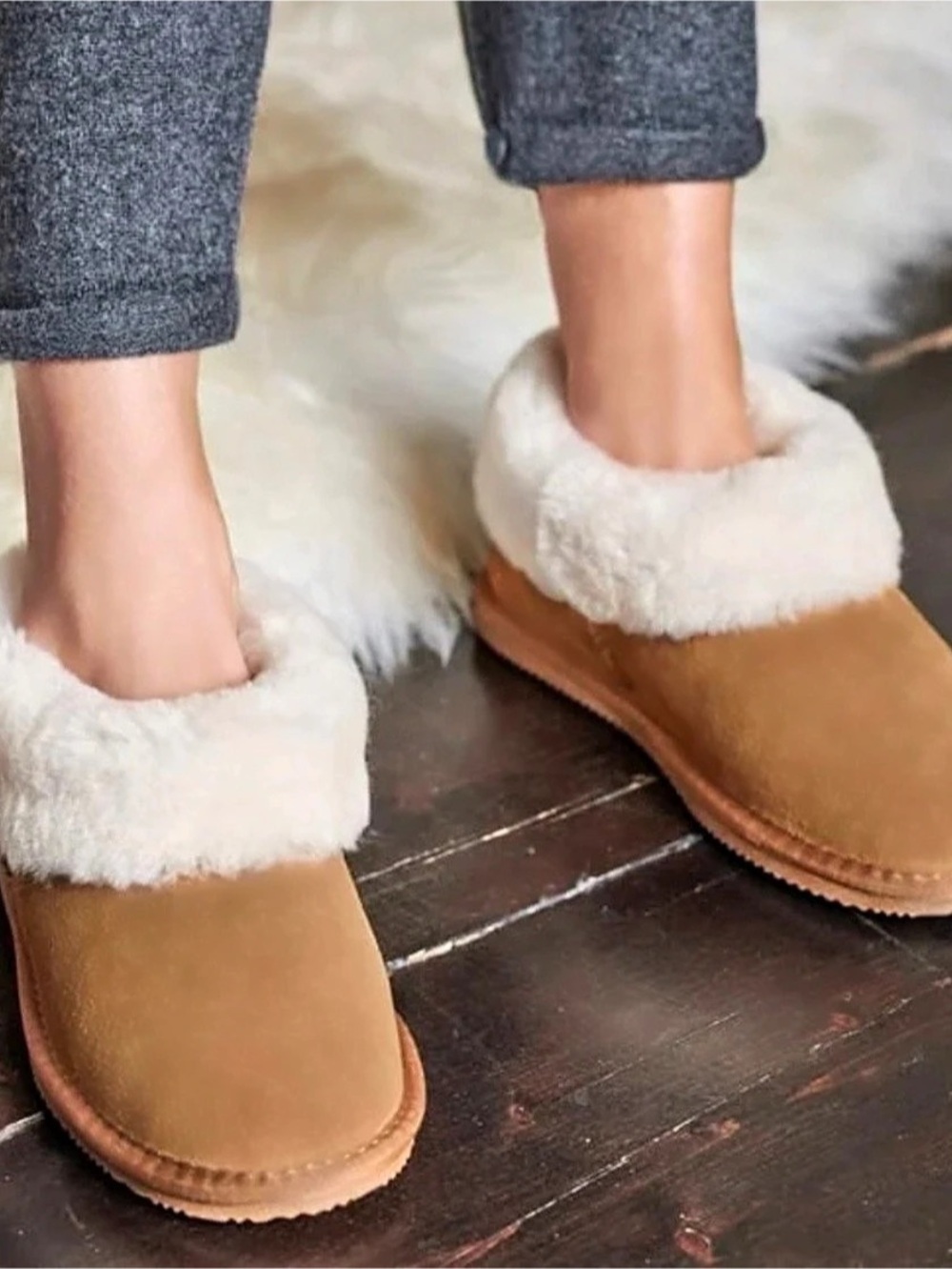 JESSICA CLINE Slipper Faux Fur Lined Brown & White SlippersSIZE 13m